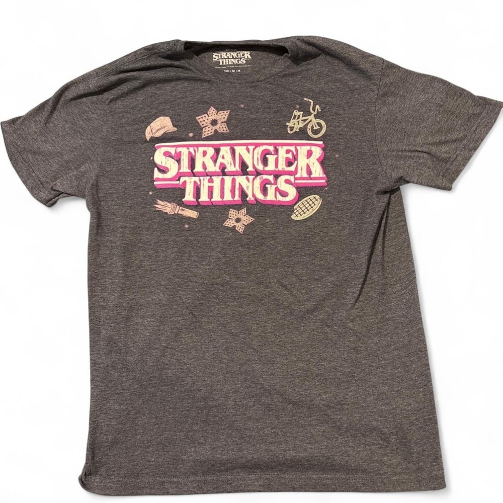 Stranger Things Gray Cotton Graphic T-Shirt Adult Size Medium